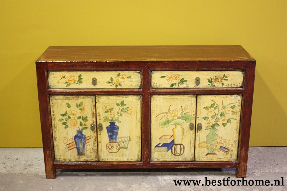 Origineel Oud Houten Dressoir China Kleurrijke Landelijke Kast NO 882 4