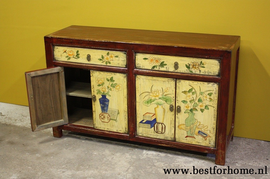 Origineel Oud Houten Dressoir China Kleurrijke Landelijke Kast NO 882 7
