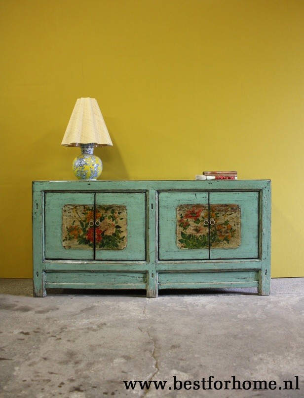 Uniek Gebloemd Dressoir Boho Vintage Kast Kleurrijk NO 730 2