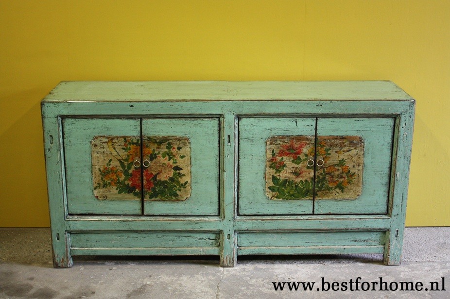 Uniek Gebloemd Dressoir Boho Vintage Kast Kleurrijk NO 730 4