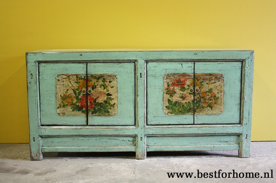 Uniek Gebloemd Dressoir Boho Vintage Kast Kleurrijk NO 730 8