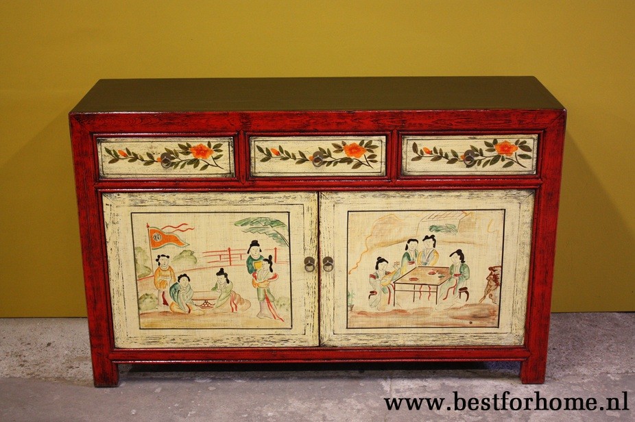 Vintage Style Origineel Houten Dressoir Kleurrijke Chinese Kast NO 774 4