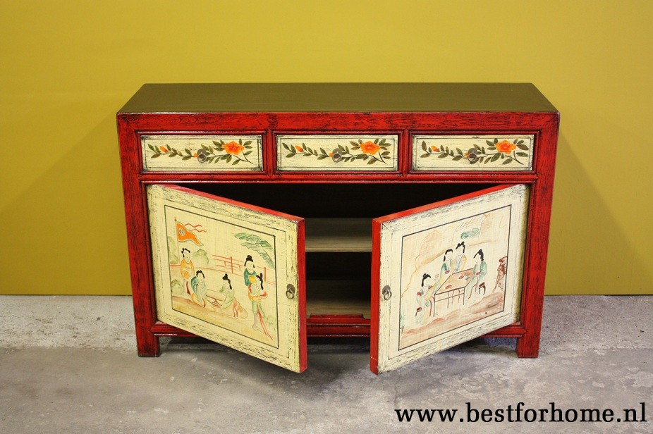 Vintage Style Origineel Houten Dressoir Kleurrijke Chinese Kast NO 774 7