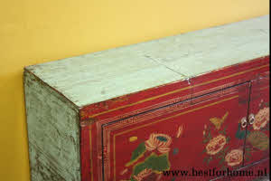 Antieke Chinese Kast Kleurrijk Handbeschilderd Dressoir NO 421 5