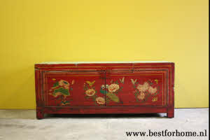 Antieke Chinese Kast Kleurrijk Handbeschilderd Dressoir NO 421 6