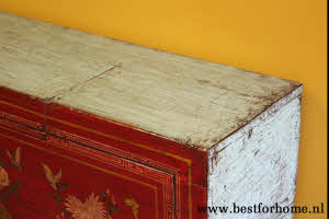Antieke Chinese Kast Kleurrijk Handbeschilderd Dressoir NO 421 7