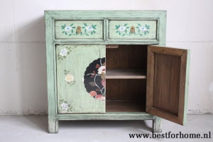 Aziatisch Kleurrijk Beschilderd Kastje Uniek Vintage Style Kast NO 455 5