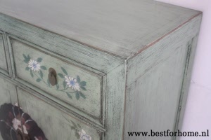 Aziatisch Kleurrijk Beschilderd Kastje Uniek Vintage Style Kast NO 455 6