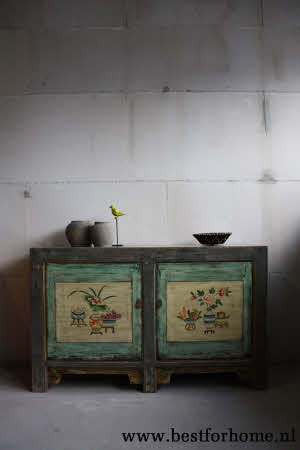 Aziatische Kleurrijke Beschilderde Kast Uniek Chinees Vintage Style Dressoir NO 382 2_20251101200610