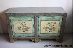 Aziatische Kleurrijke Beschilderde Kast Uniek Chinees Vintage Style Dressoir NO 382 6_20251101200632