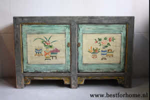 Aziatische Kleurrijke Beschilderde Kast Uniek Chinees Vintage Style Dressoir NO 382 8_20251101200643