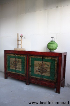 Bohemian Landelijk Chinees Dressoir Kleurrijke Chinese Kast Vintage Style NO 367 2