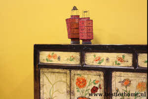 Bohemian Landelijk Origineel Beschilderd Dressoir Unieke Aziatische Kast NO 910 3