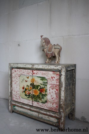 Chinees Origineel Oud Houten Dressoir Kleurrijke Vintage Kast 787 2