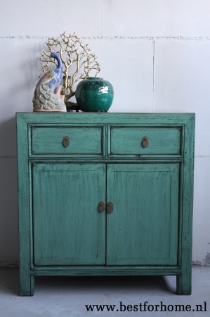 Chinees Uniek Kastje Azuurblauw Bohemian Landelijk Dressoir NO 589 2