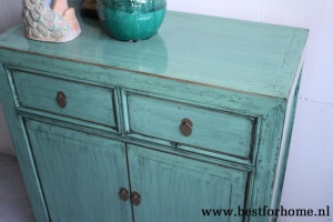 Chinees Uniek Kastje Azuurblauw Bohemian Landelijk Dressoir NO 589 3