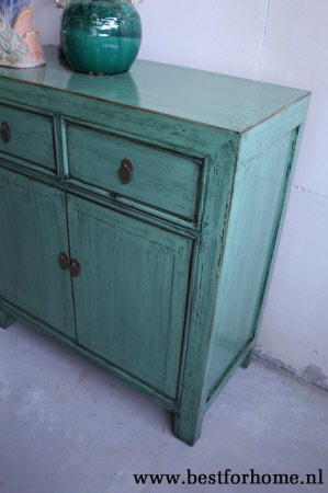 Chinees Uniek Kastje Azuurblauw Bohemian Landelijk Dressoir NO 589 4