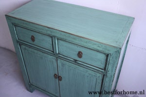 Chinees Uniek Kastje Azuurblauw Bohemian Landelijk Dressoir NO 589 6
