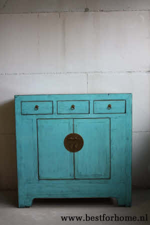 Chinese Blauwe Kast Uniek Kleurrijk Dressoir Vintage Landelijk Style NO 965 3_20251101200132