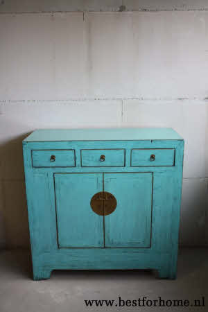 Chinese Blauwe Kast Uniek Kleurrijk Dressoir Vintage Landelijk Style NO 965 4_20251101200138