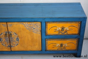 Kleurrijk Dressoir China Werelds Vintage Landelijk Chinese Kast NO 244 4