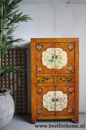 Kleurrijk Uniek Chinees Beschilderd Kastje Vintage Style Kast NO 983 2