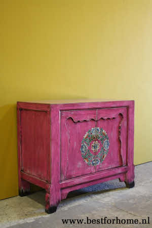 Kleurrijk Uniek Handbeschilderd Kastje Bohemian Vintage Kast NO 748 7