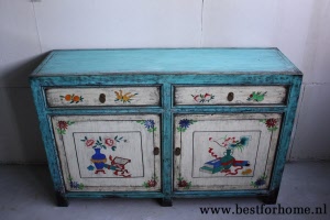 Kleurrijke Authentieke Chinese Kast Vintage Bohemian Landelijk Dressoir China NO 567 3