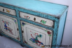 Kleurrijke Authentieke Chinese Kast Vintage Bohemian Landelijk Dressoir China NO 567 4