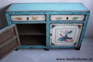 Kleurrijke Authentieke Chinese Kast Vintage Bohemian Landelijk Dressoir China NO 567 5