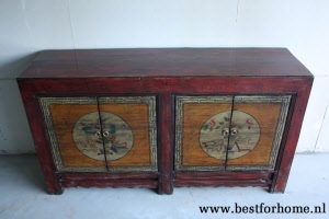 Landelijk Uniek Chinees Houten Dressoir Originele Wereldse Gekleurde Kast 831 3