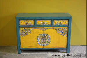 Originele Kast China Uniek Beschilderd Dressoir NO 410 3