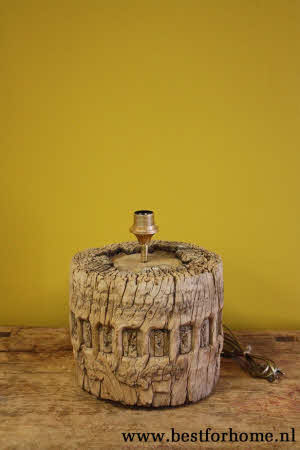 Rustieke Oud Houten Tafellamp Oosterse Lampenvoet Hout NO 431 5