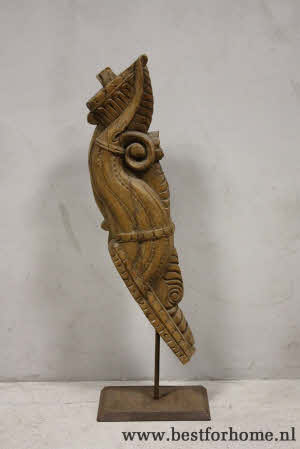 Sober Stoer Origineel Oud Houten Ornament Landelijk Object India NO 293 3