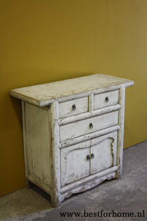 Stoer Uniek Oud Houten Kastje Vintage Wit Oosterse Kast NO 860 5