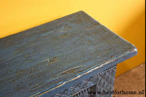 Uniek Dressoir Oosters Hout Donkerblauw Wandmeubel Stoere Kast India NO 670 9