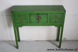 Unieke Chinese Houten Wandtafel Oosterse Landelijke Sidetable Groen NO 352 3