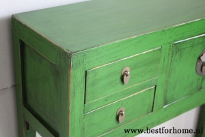Unieke Chinese Houten Wandtafel Oosterse Landelijke Sidetable Groen NO 352 4