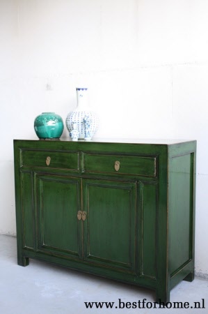 Werelds Landelijk Dressoir Uniek Groen Chinese Kast Bohemian Chic NO 519 2