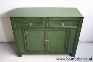 Werelds Landelijk Dressoir Uniek Groen Chinese Kast Bohemian Chic NO 519 4