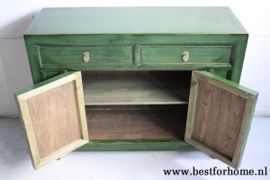 Werelds Landelijk Dressoir Uniek Groen Chinese Kast Bohemian Chic NO 519 5