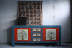 Werelds Landelijk Dressoir Unieke Kleurrijke Beschilderde Kast NO 904 2