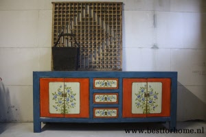 Werelds Landelijk Dressoir Unieke Kleurrijke Beschilderde Kast NO 904 3