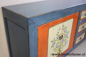 Werelds Landelijk Dressoir Unieke Kleurrijke Beschilderde Kast NO 904 5