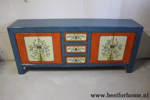 Werelds Landelijk Dressoir Unieke Kleurrijke Beschilderde Kast NO 904 6