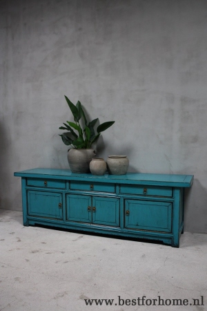 oosters uniek houten dressoir stoere turquoise kast china no 882 2