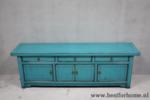 oosters uniek houten dressoir stoere turquoise kast china no 882 3