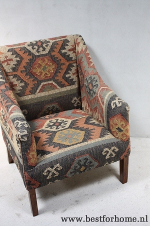 puur landelijke kelim fauteuil unieke oosterse stoel mix jute & wol no 435 11