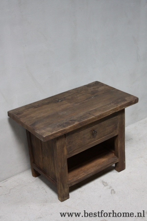 sober stoer oud houten kastje uniek landelijk nachtkastje oud hout no 833 5