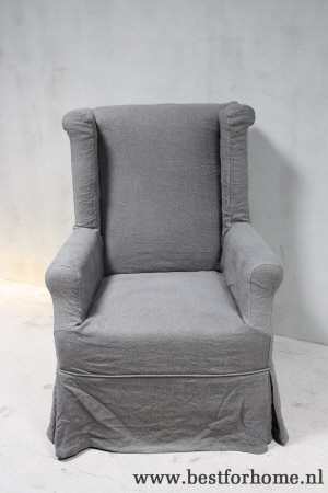 sobere landelijke grijze oorfauteuil stoere robuuste fauteuil no 930 11